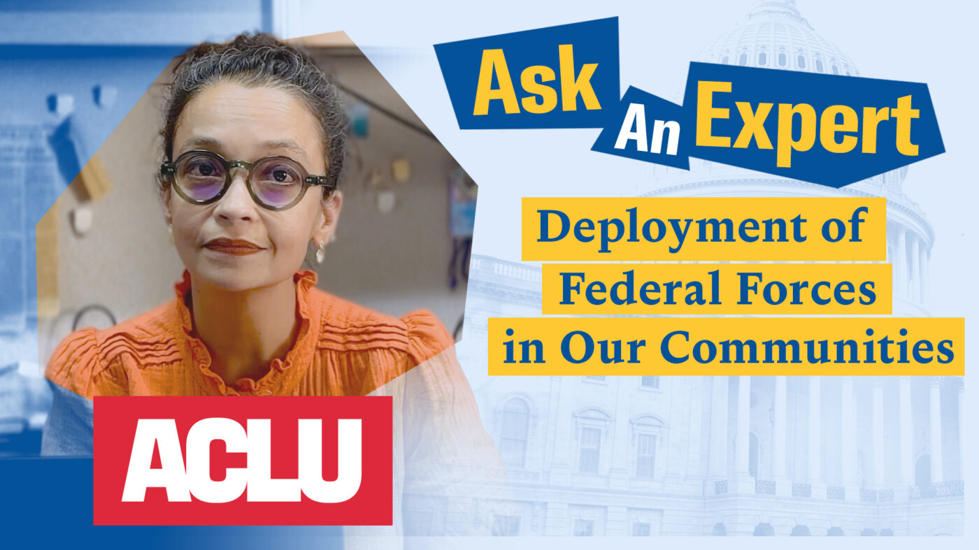 A YouTube thumbnail that reads Ask An Expert Deployment of Federal Forces in our Communities