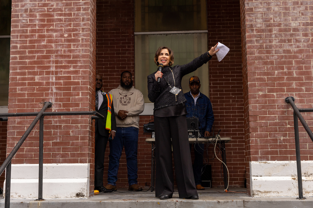 Yasmin Cader speaking about racial justice at the the Selma Jubilee.